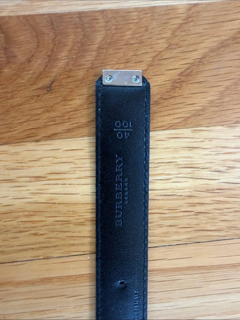 Burberry Beige and Black Check Skinny Belt